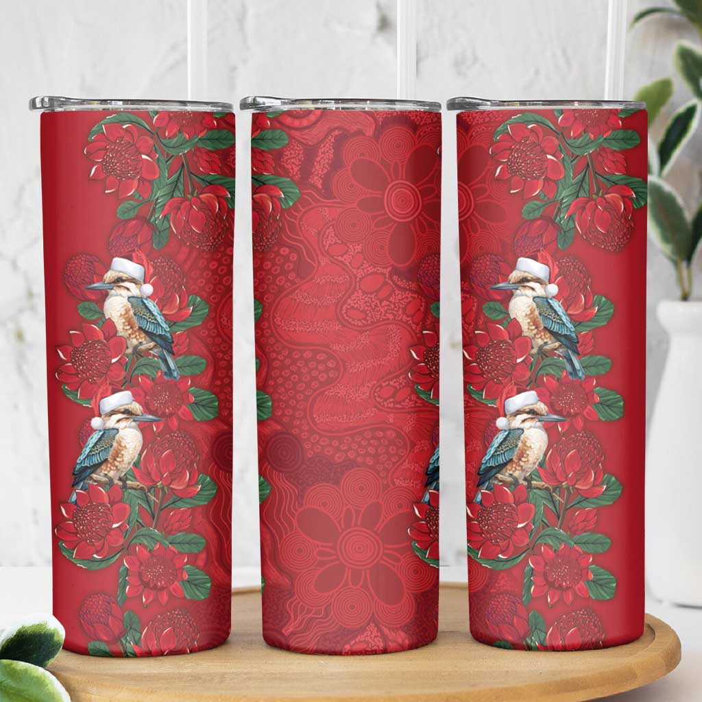 Aussie Kokaburra Waratah Christmas Skinny Tumbler Aboriginal Dots Painting - Aussie Hoodie