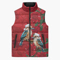Aussie Kokaburra Waratah Christmas Sleeveless Puffer Jacket Aboriginal Dots Painting - Aussie Hoodie