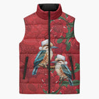 Aussie Kokaburra Waratah Christmas Sleeveless Puffer Jacket Aboriginal Dots Painting - Aussie Hoodie
