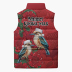 Aussie Kokaburra Waratah Christmas Sleeveless Puffer Jacket Aboriginal Dots Painting - Aussie Hoodie
