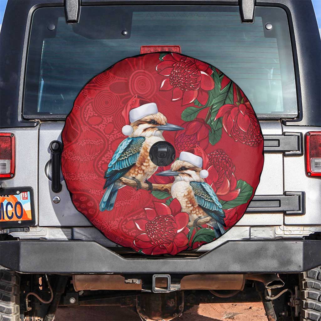 Aussie Kokaburra Waratah Christmas Spare Tire Cover Aboriginal Dots Painting - Aussie Hoodie