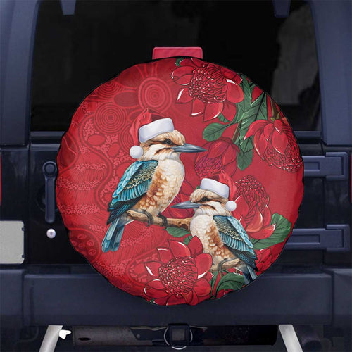 Aussie Kokaburra Waratah Christmas Spare Tire Cover Aboriginal Dots Painting - Aussie Hoodie