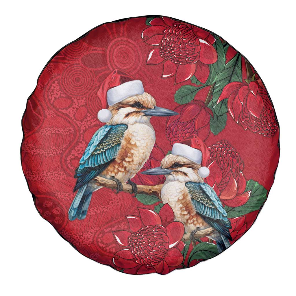 Aussie Kokaburra Waratah Christmas Spare Tire Cover Aboriginal Dots Painting - Aussie Hoodie