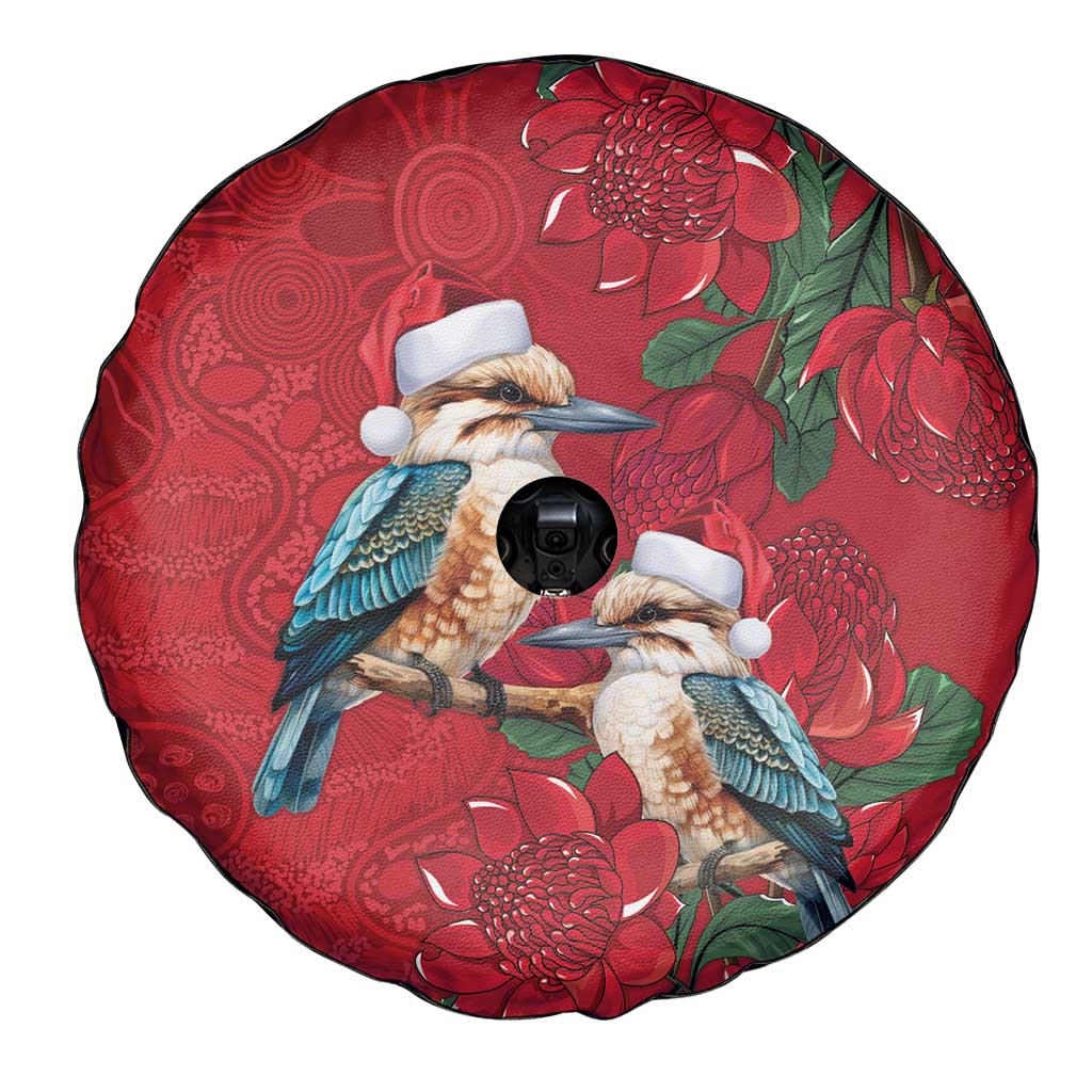 Aussie Kokaburra Waratah Christmas Spare Tire Cover Aboriginal Dots Painting - Aussie Hoodie