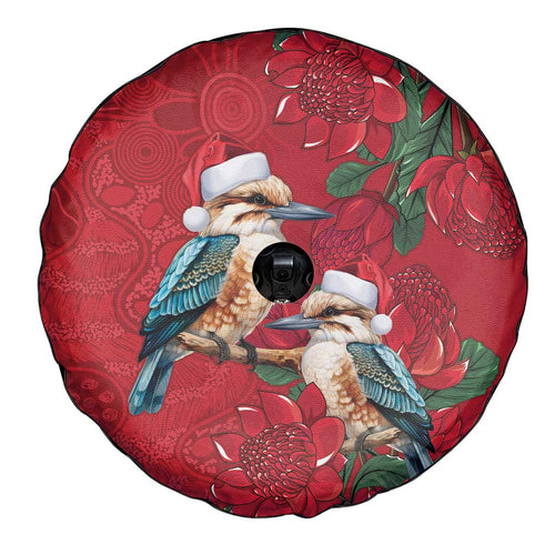 Aussie Kokaburra Waratah Christmas Spare Tire Cover Aboriginal Dots Painting - Aussie Hoodie