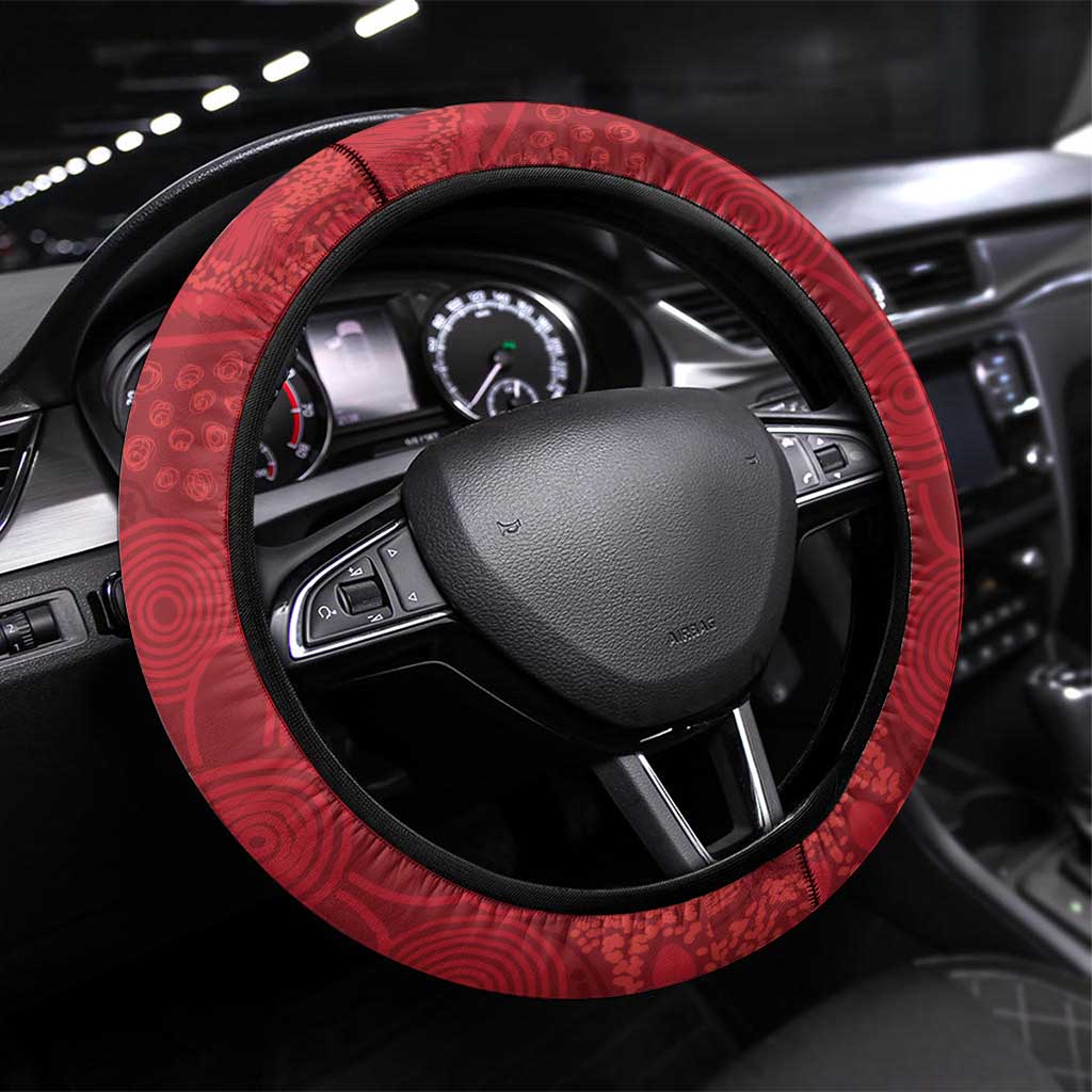 Aussie Kokaburra Waratah Christmas Steering Wheel Cover Aboriginal Dots Painting - Aussie Hoodie