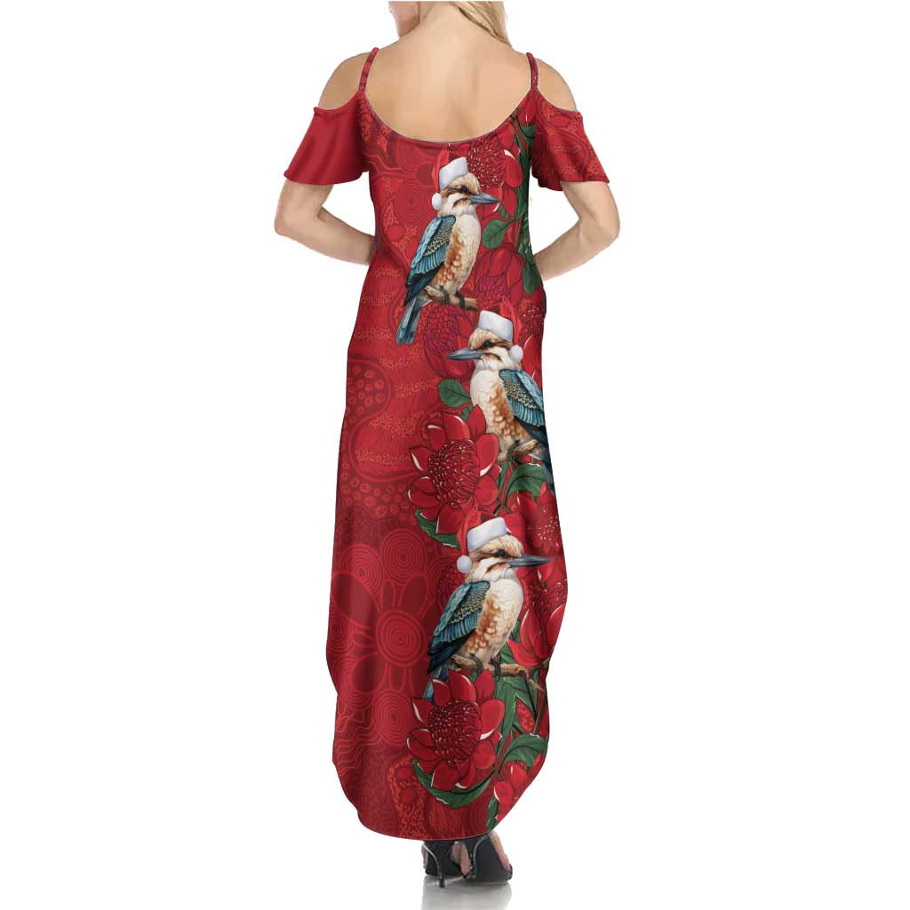 Aussie Kokaburra Waratah Christmas Summer Maxi Dress Aboriginal Dots Painting - Aussie Hoodie