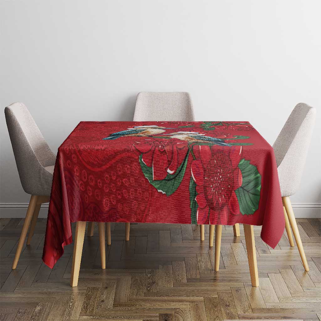 Aussie Kokaburra Waratah Christmas Tablecloth Aboriginal Dots Painting - Aussie Hoodie