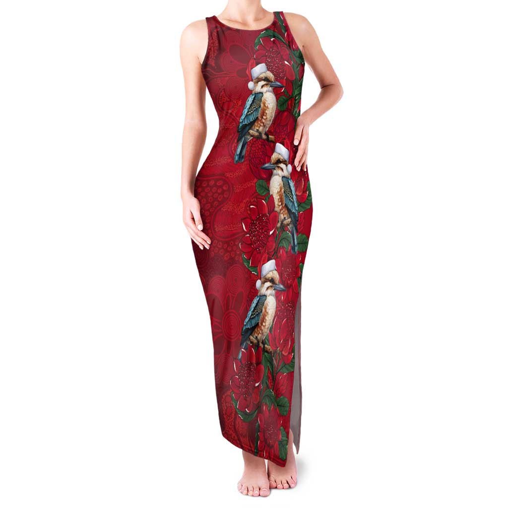 Aussie Kokaburra Waratah Christmas Tank Maxi Dress Aboriginal Dots Painting - Aussie Hoodie