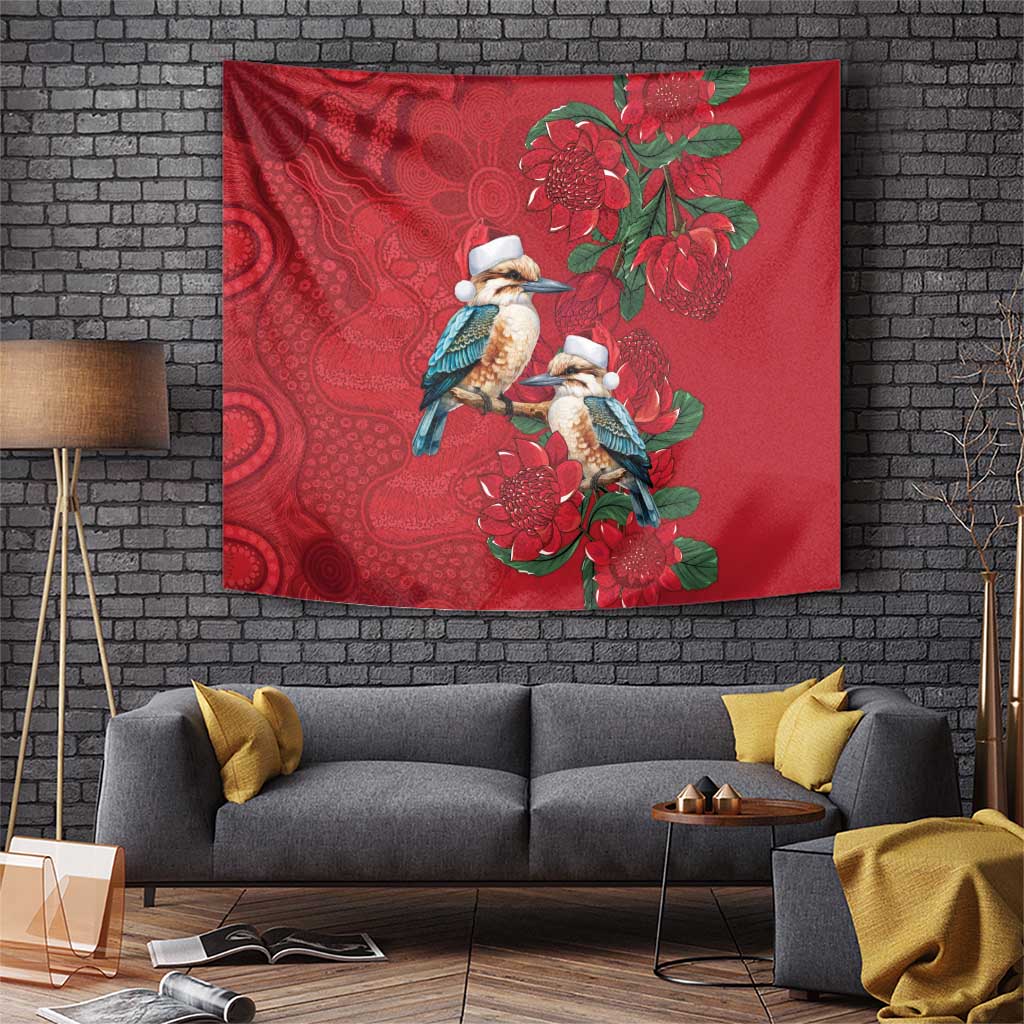 Aussie Kokaburra Waratah Christmas Tapestry Aboriginal Dots Painting - Aussie Hoodie