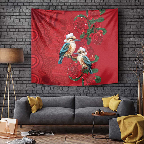 Aussie Kokaburra Waratah Christmas Tapestry Aboriginal Dots Painting - Aussie Hoodie