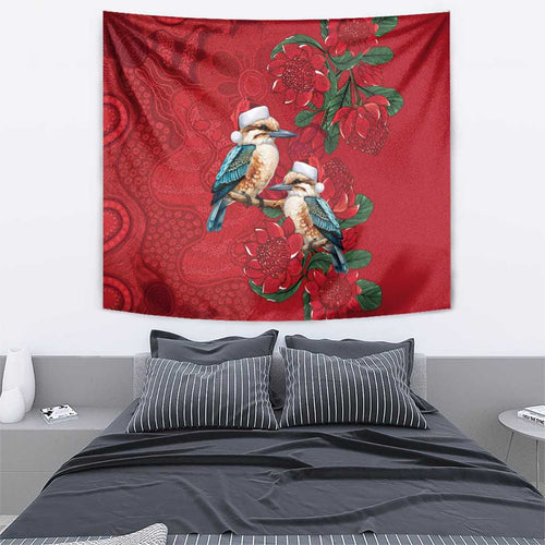 Aussie Kokaburra Waratah Christmas Tapestry Aboriginal Dots Painting - Aussie Hoodie