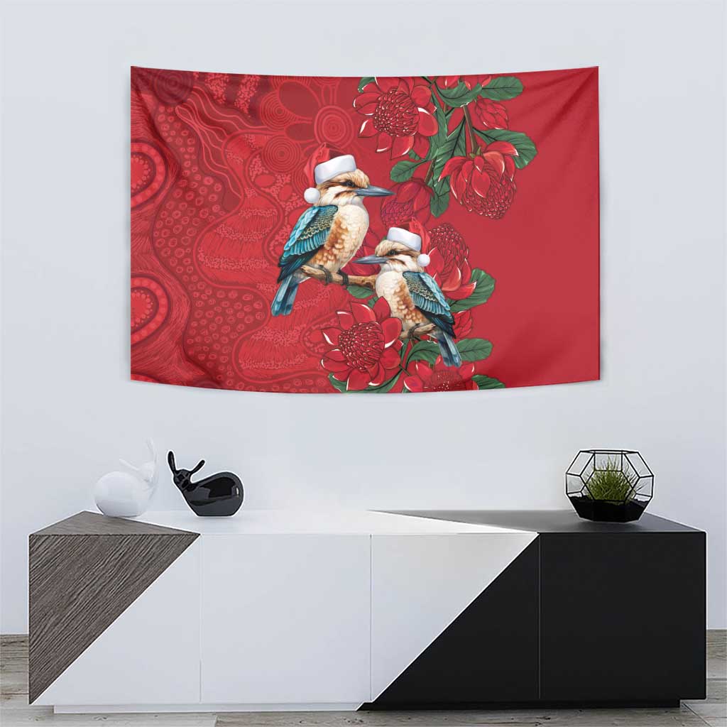 Aussie Kokaburra Waratah Christmas Tapestry Aboriginal Dots Painting - Aussie Hoodie