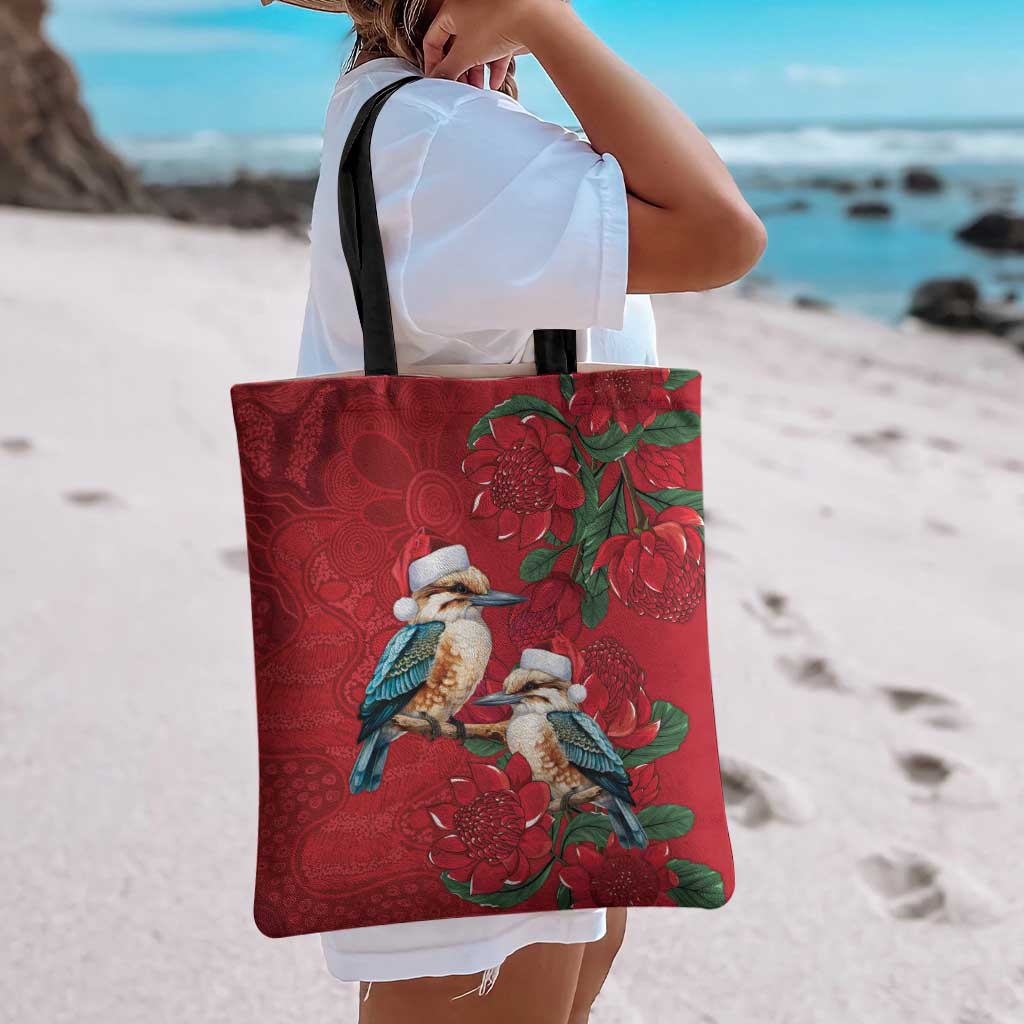 Aussie Kokaburra Waratah Christmas Tote Bag Aboriginal Dots Painting - Aussie Hoodie