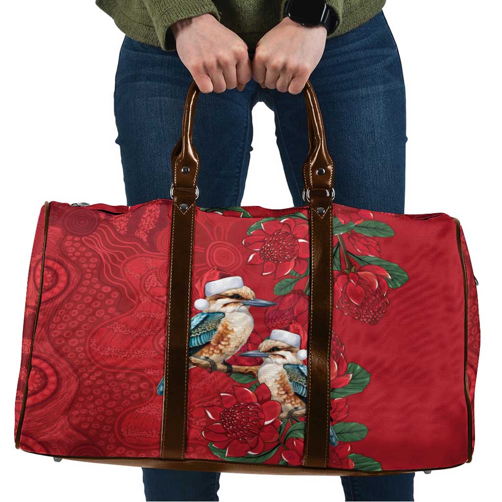 Aussie Kokaburra Waratah Christmas Travel Bag Aboriginal Dots Painting - Aussie Hoodie