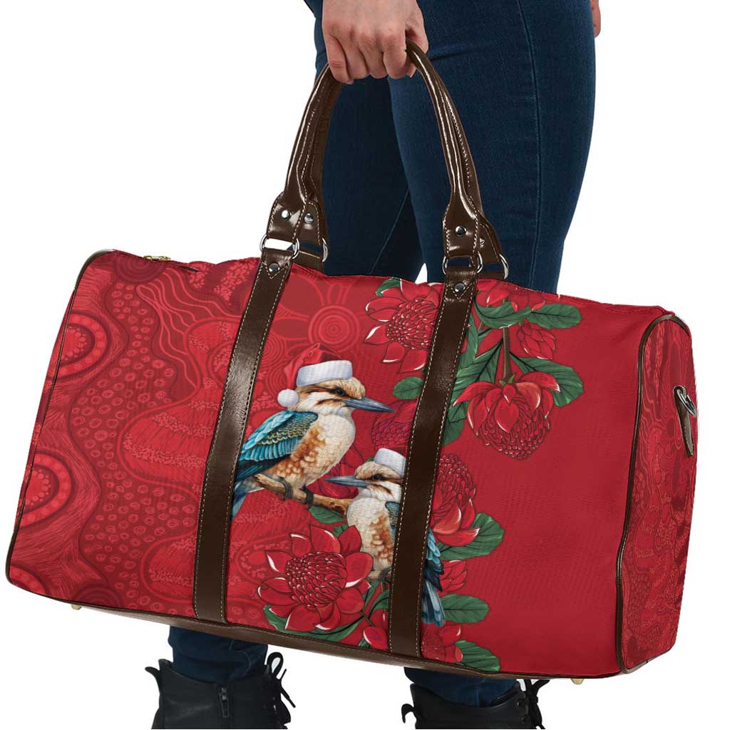 Aussie Kokaburra Waratah Christmas Travel Bag Aboriginal Dots Painting - Aussie Hoodie