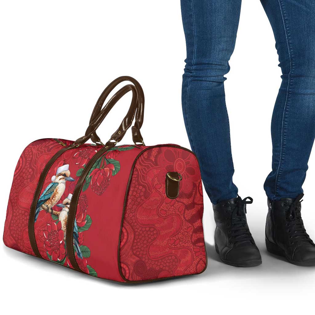 Aussie Kokaburra Waratah Christmas Travel Bag Aboriginal Dots Painting - Aussie Hoodie