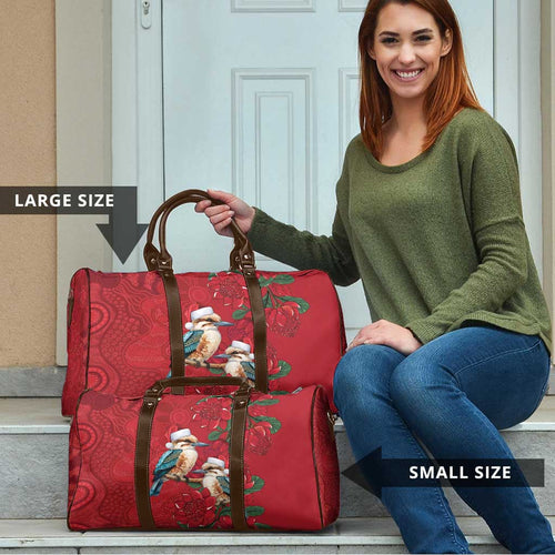 Aussie Kokaburra Waratah Christmas Travel Bag Aboriginal Dots Painting - Aussie Hoodie