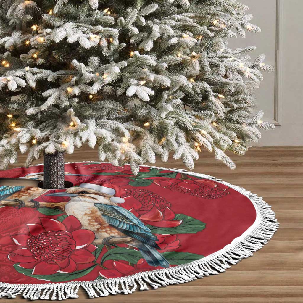 Aussie Kokaburra Waratah Christmas Tree Skirt Aboriginal Dots Painting - Aussie Hoodie