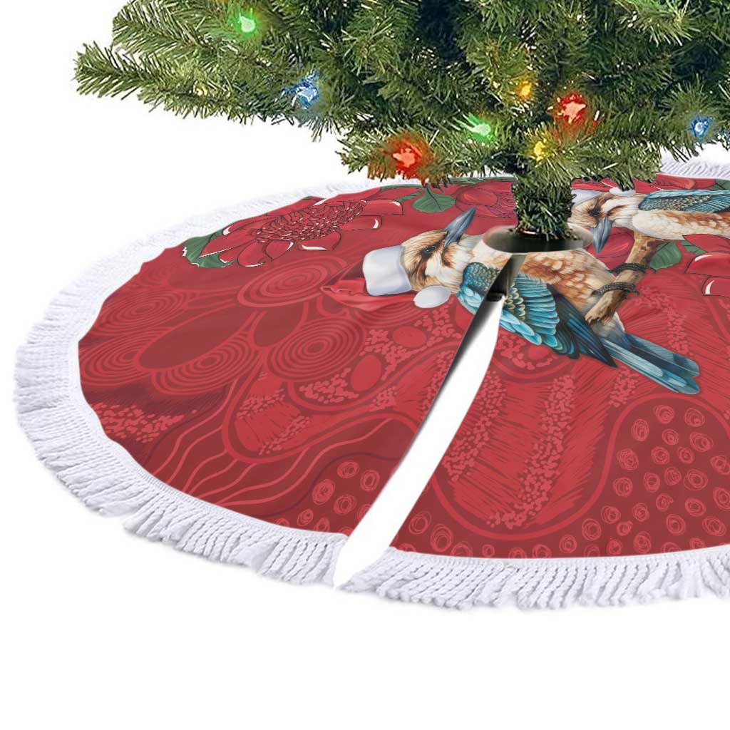 Aussie Kokaburra Waratah Christmas Tree Skirt Aboriginal Dots Painting - Aussie Hoodie