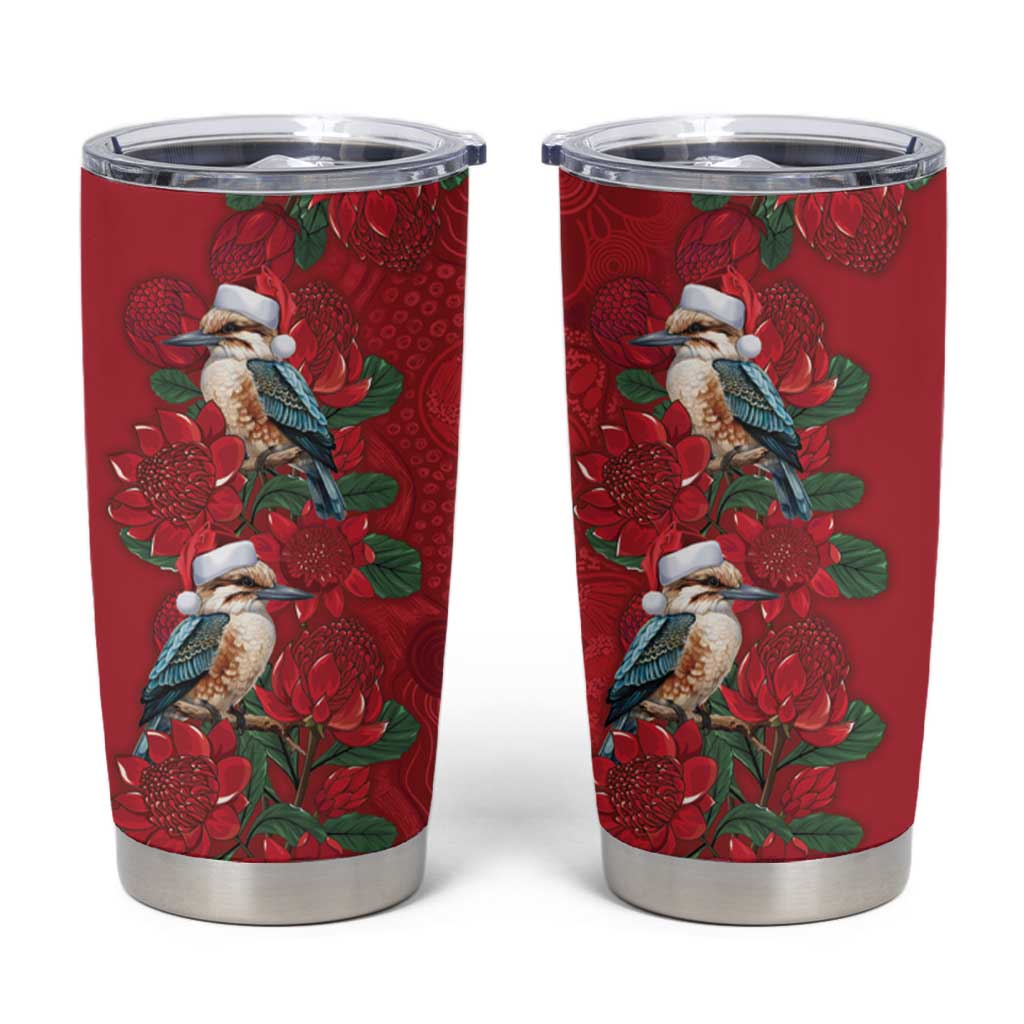 Aussie Kokaburra Waratah Christmas Tumbler Cup Aboriginal Dots Painting - Aussie Hoodie