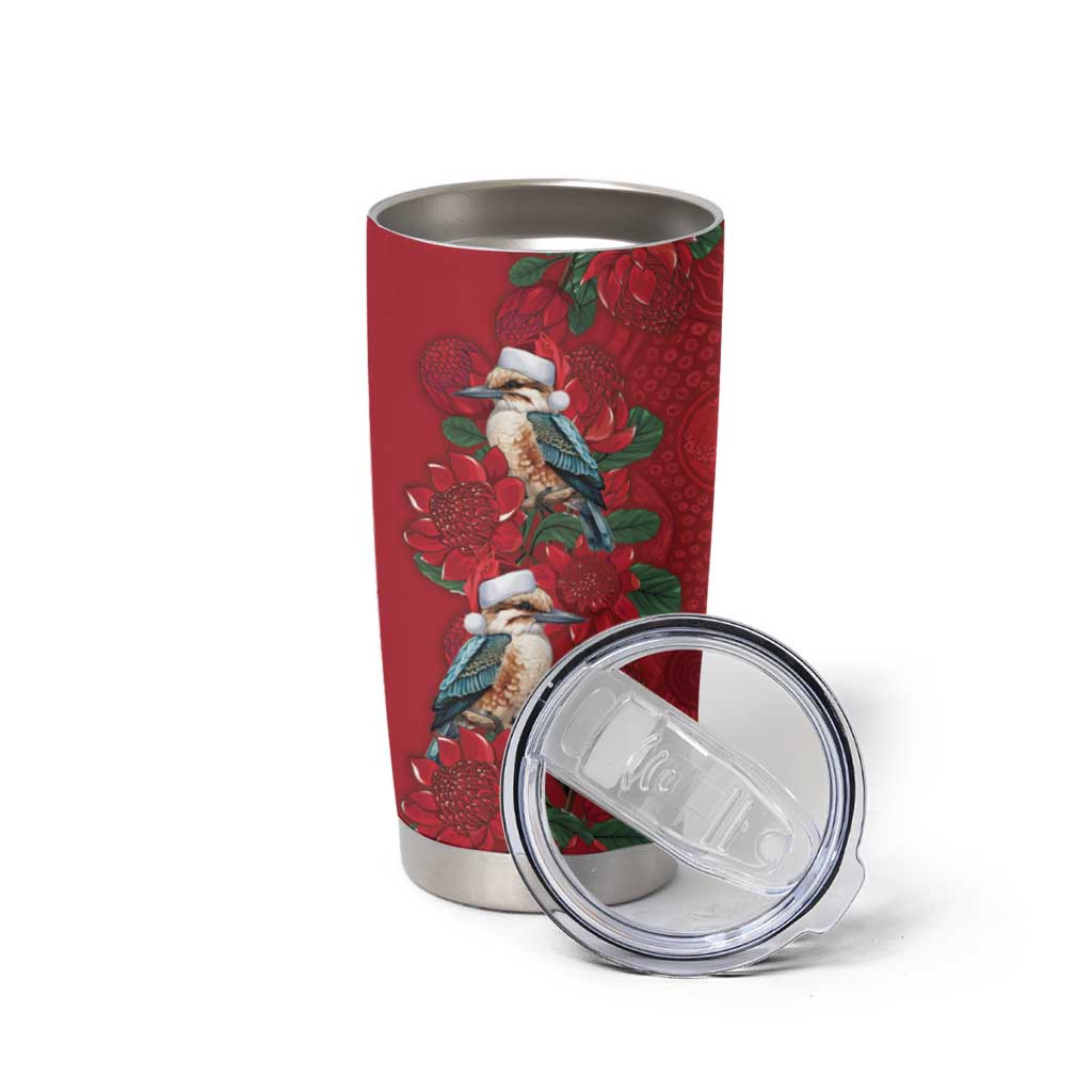 Aussie Kokaburra Waratah Christmas Tumbler Cup Aboriginal Dots Painting - Aussie Hoodie