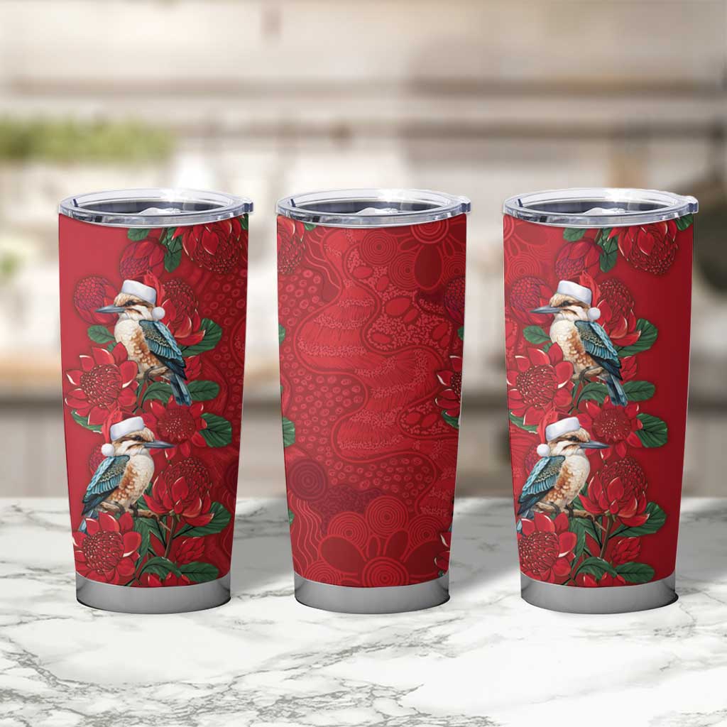 Aussie Kokaburra Waratah Christmas Tumbler Cup Aboriginal Dots Painting - Aussie Hoodie