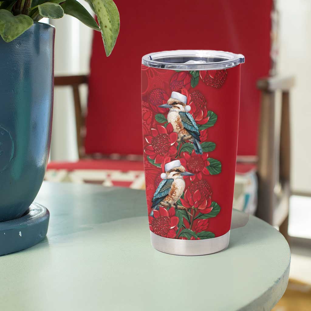 Aussie Kokaburra Waratah Christmas Tumbler Cup Aboriginal Dots Painting - Aussie Hoodie
