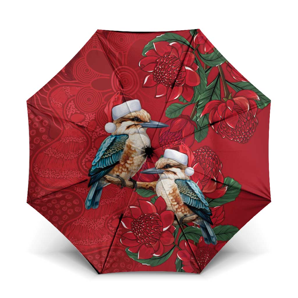 Aussie Kokaburra Waratah Christmas Umbrella Aboriginal Dots Painting - Aussie Hoodie