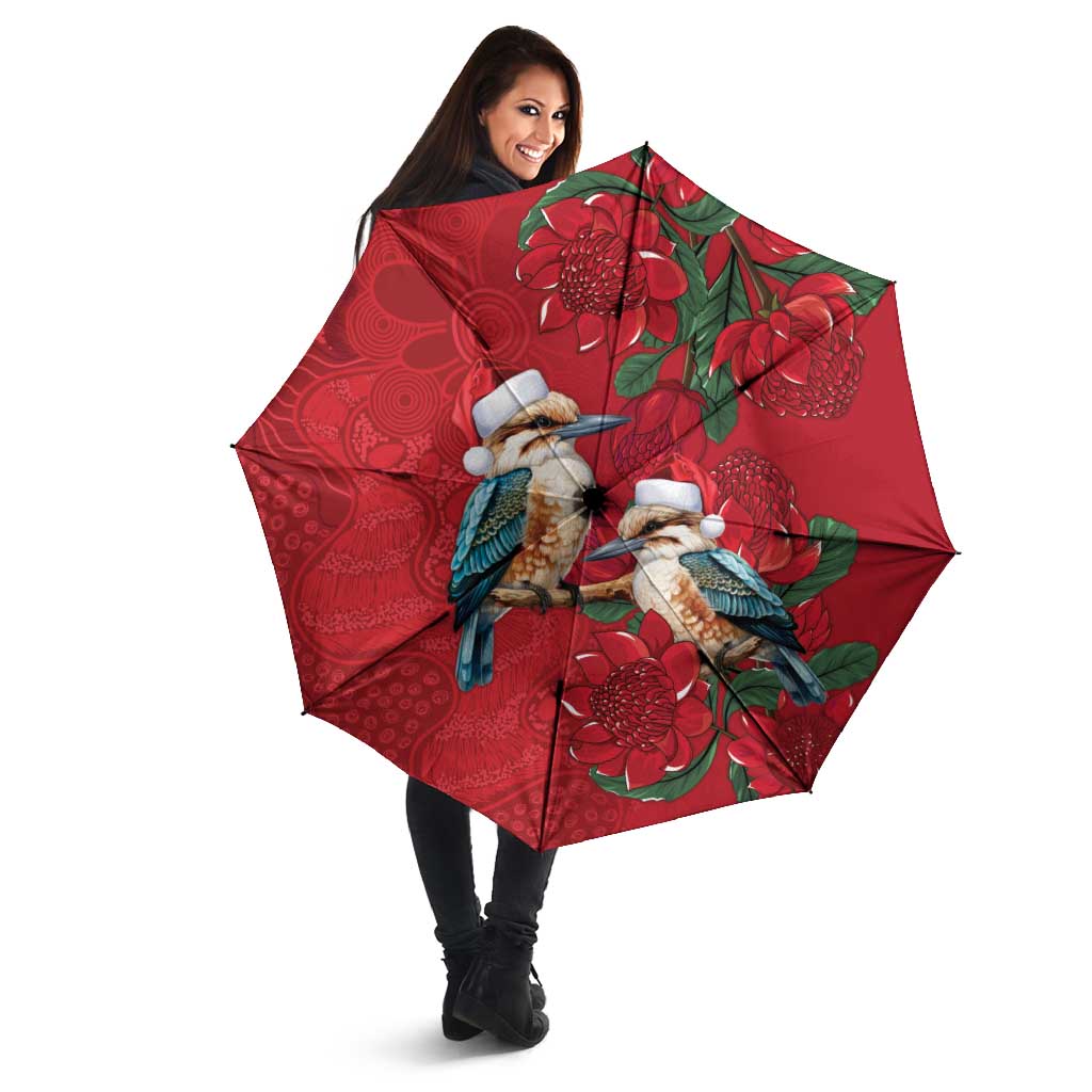 Aussie Kokaburra Waratah Christmas Umbrella Aboriginal Dots Painting - Aussie Hoodie