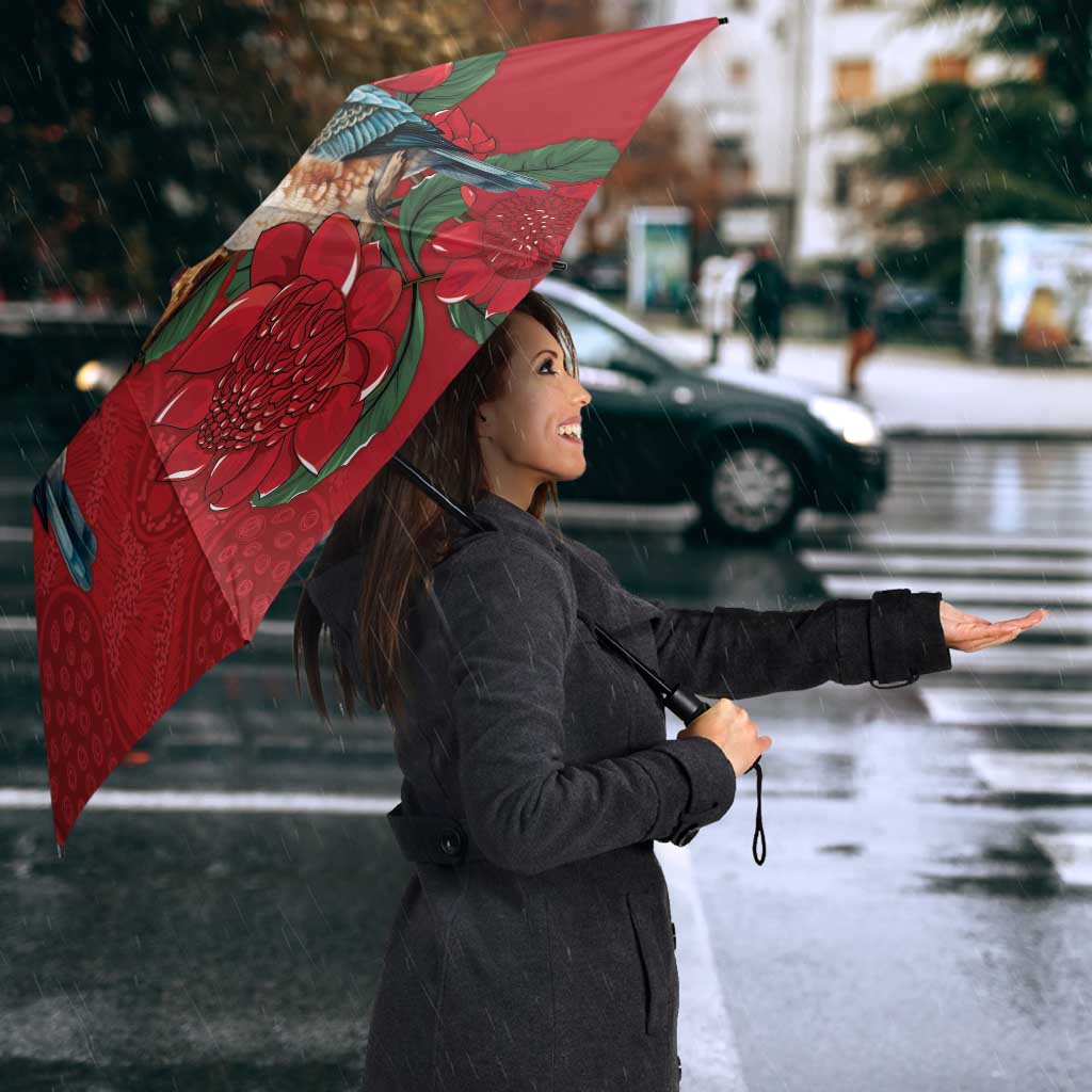 Aussie Kokaburra Waratah Christmas Umbrella Aboriginal Dots Painting - Aussie Hoodie