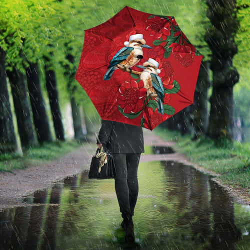 Aussie Kokaburra Waratah Christmas Umbrella Aboriginal Dots Painting - Aussie Hoodie