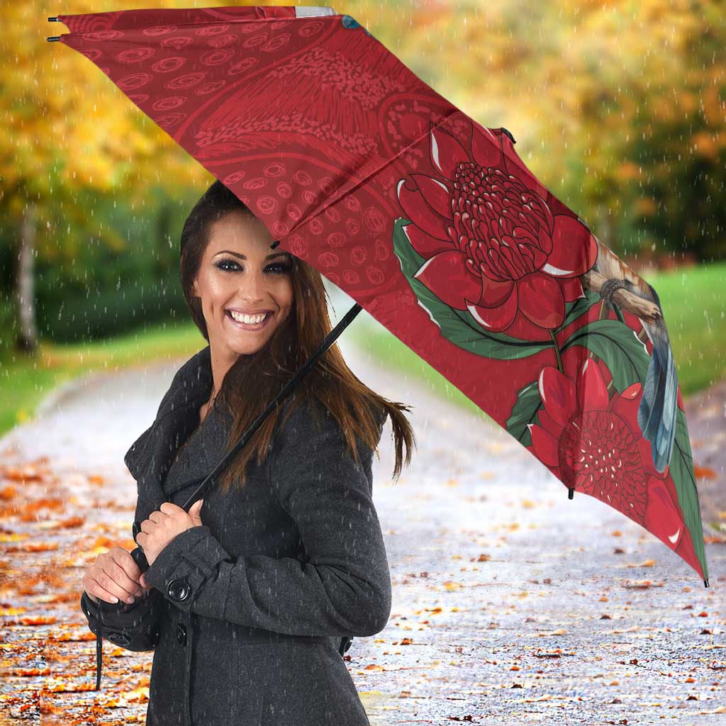 Aussie Kokaburra Waratah Christmas Umbrella Aboriginal Dots Painting - Aussie Hoodie