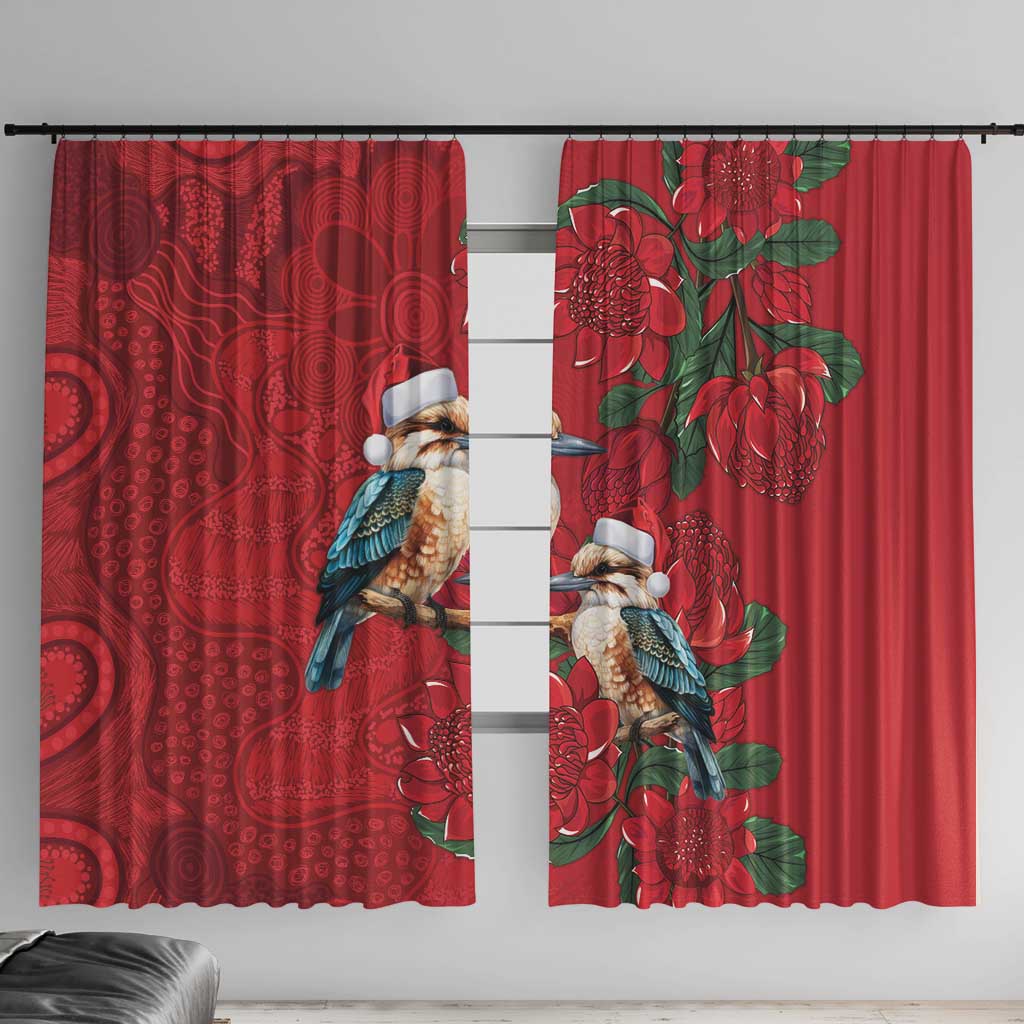 Aussie Kokaburra Waratah Christmas Window Curtain Aboriginal Dots Painting - Aussie Hoodie