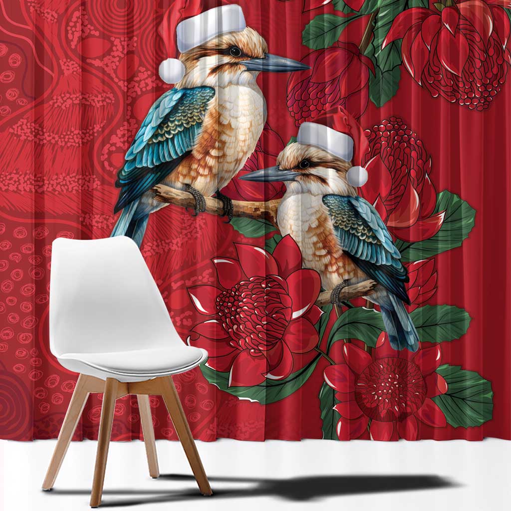 Aussie Kokaburra Waratah Christmas Window Curtain Aboriginal Dots Painting - Aussie Hoodie