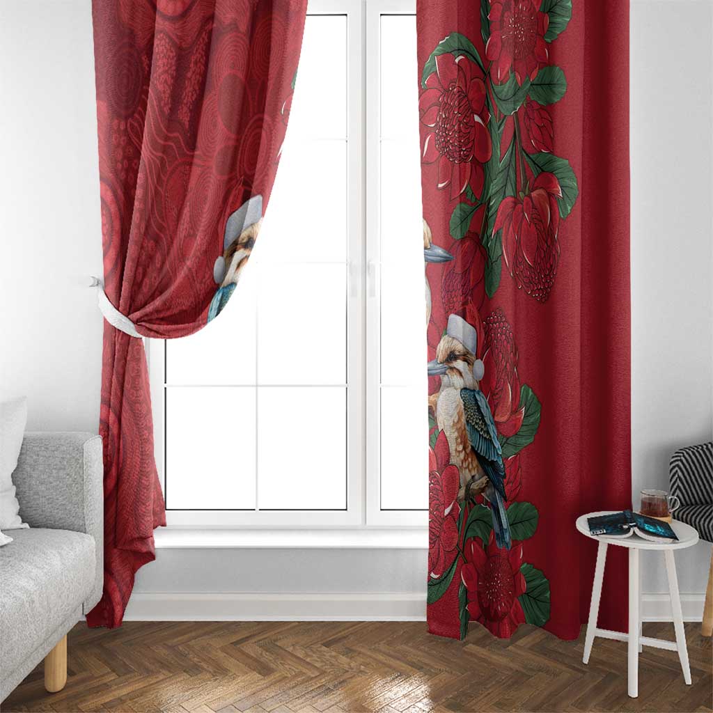Aussie Kokaburra Waratah Christmas Window Curtain Aboriginal Dots Painting - Aussie Hoodie