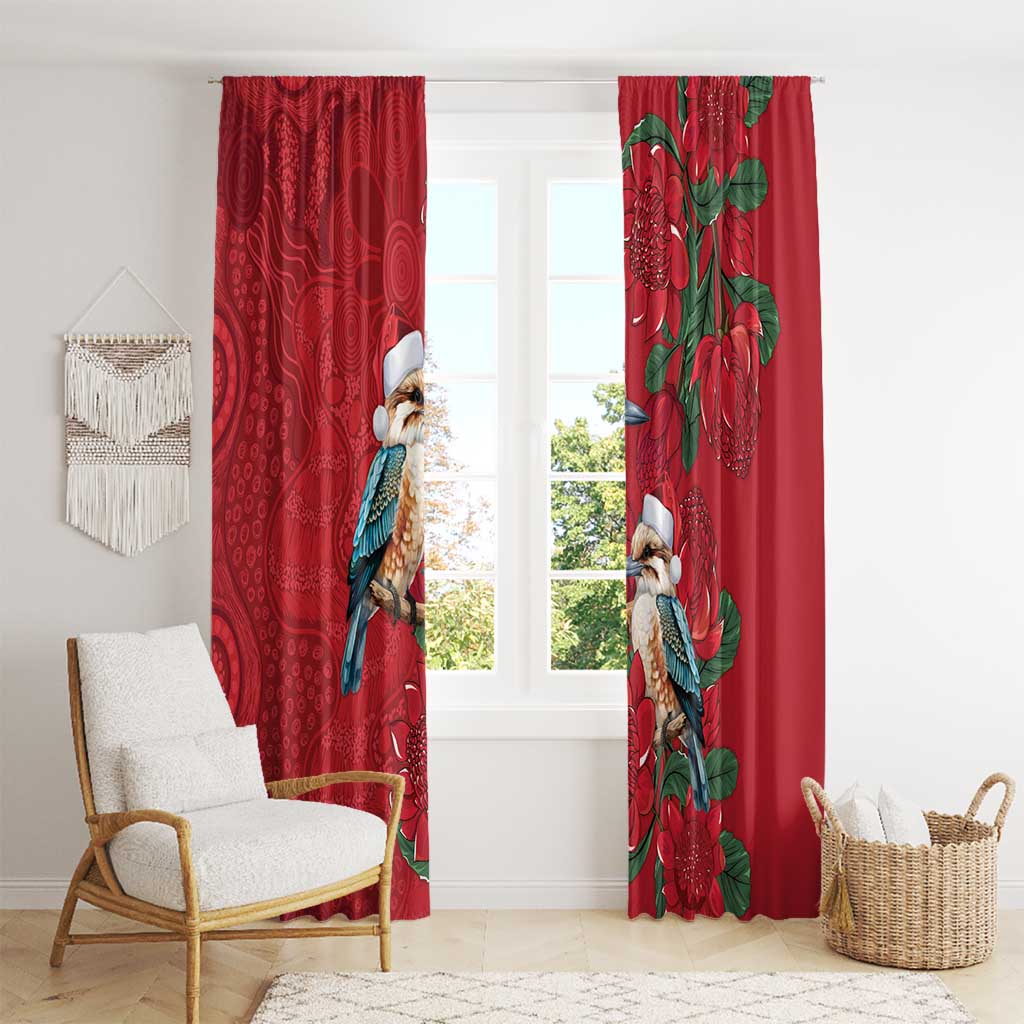 Aussie Kokaburra Waratah Christmas Window Curtain Aboriginal Dots Painting - Aussie Hoodie
