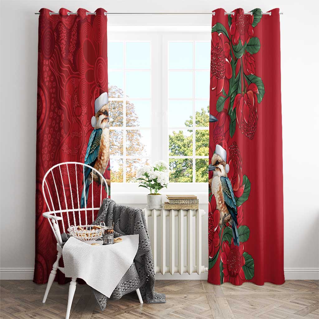 Aussie Kokaburra Waratah Christmas Window Curtain Aboriginal Dots Painting - Aussie Hoodie