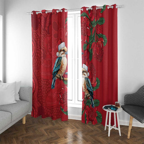 Aussie Kokaburra Waratah Christmas Window Curtain Aboriginal Dots Painting - Aussie Hoodie