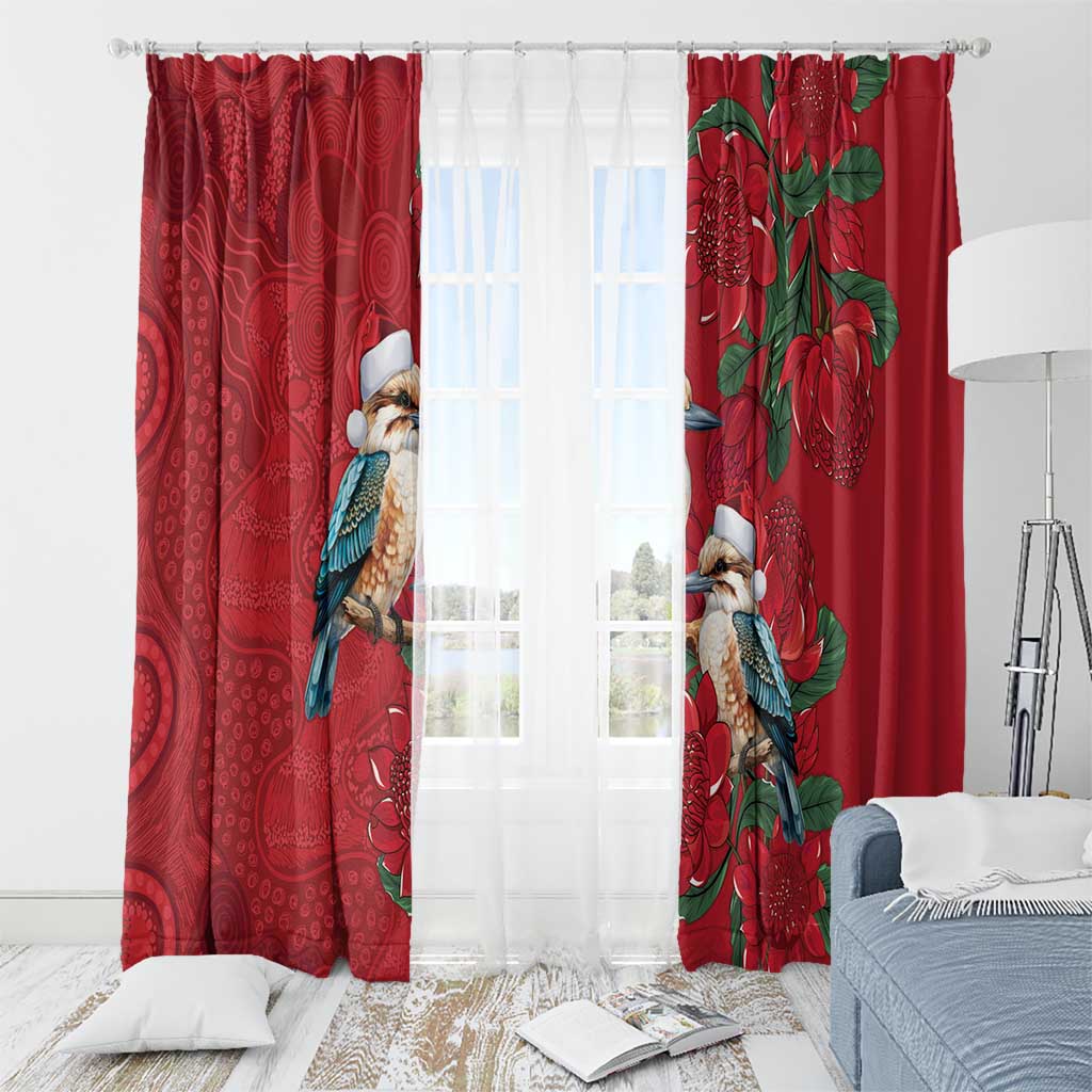 Aussie Kokaburra Waratah Christmas Window Curtain Aboriginal Dots Painting - Aussie Hoodie