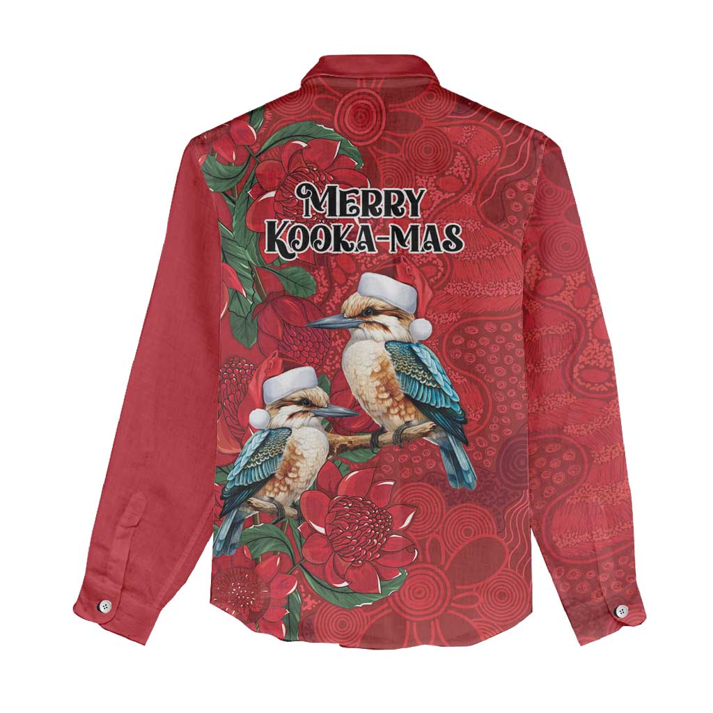 Aussie Kokaburra Waratah Christmas Women Casual Shirt Aboriginal Dots Painting - Aussie Hoodie