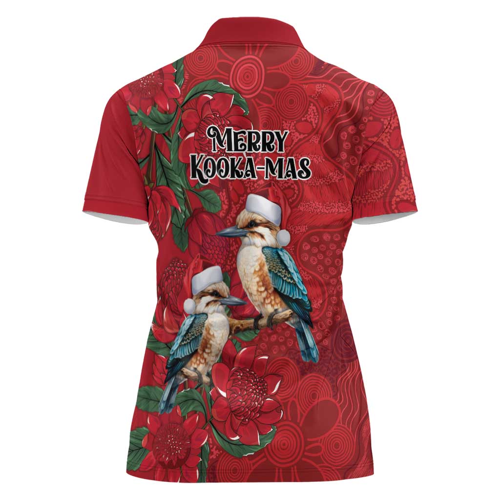 Aussie Kokaburra Waratah Christmas Women Polo Shirt Aboriginal Dots Painting - Aussie Hoodie