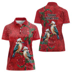 Aussie Kokaburra Waratah Christmas Women Polo Shirt Aboriginal Dots Painting - Aussie Hoodie