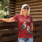 Aussie Kokaburra Waratah Christmas Women Polo Shirt Aboriginal Dots Painting - Aussie Hoodie