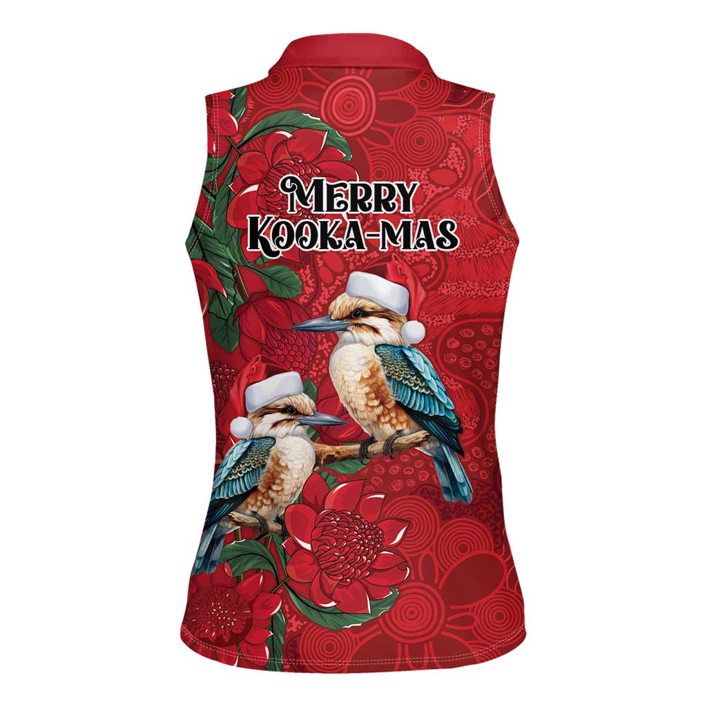 Aussie Kokaburra Waratah Christmas Women Sleeveless Polo Shirt Aboriginal Dots Painting - Aussie Hoodie