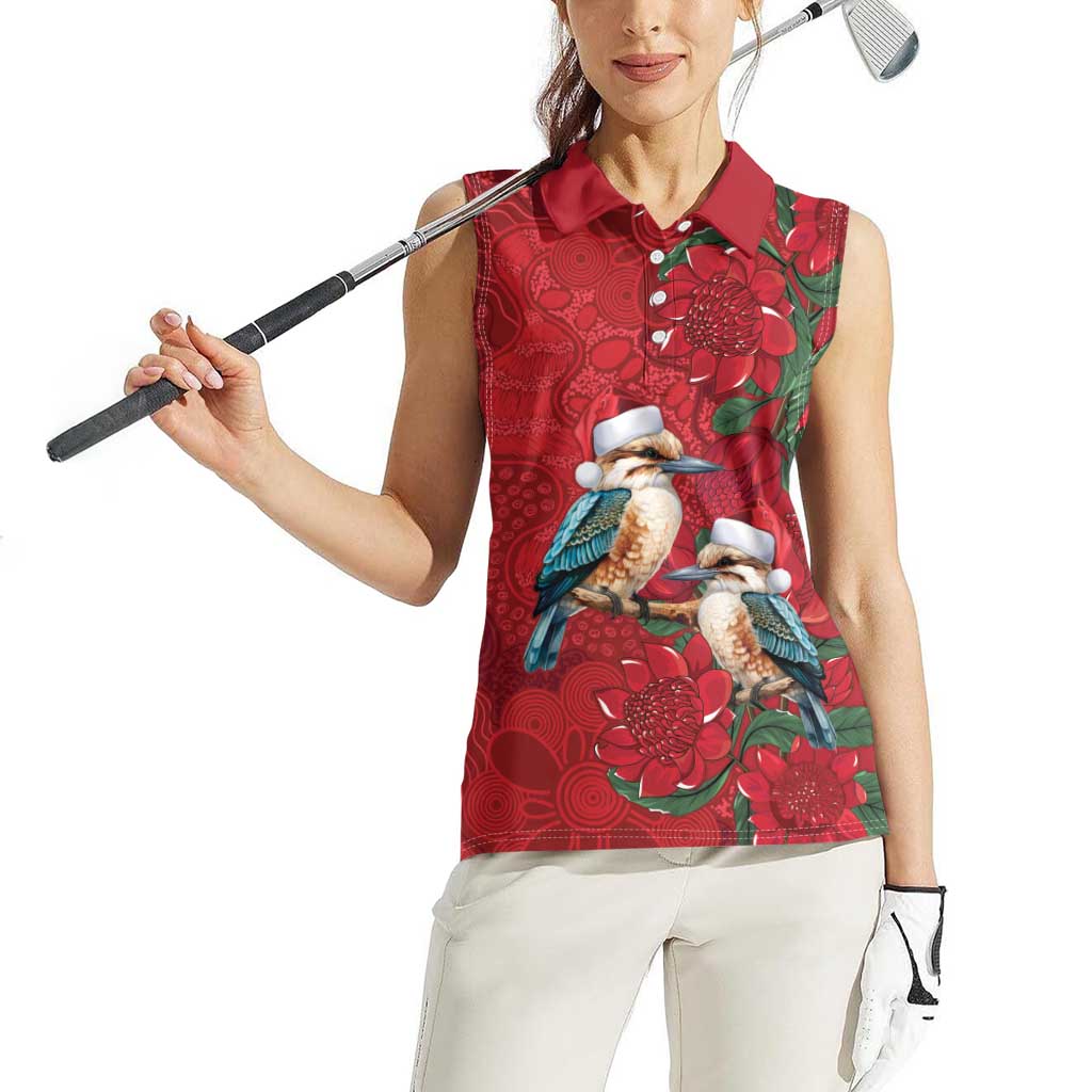 Aussie Kokaburra Waratah Christmas Women Sleeveless Polo Shirt Aboriginal Dots Painting - Aussie Hoodie