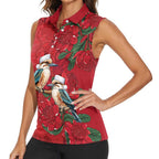 Aussie Kokaburra Waratah Christmas Women Sleeveless Polo Shirt Aboriginal Dots Painting - Aussie Hoodie