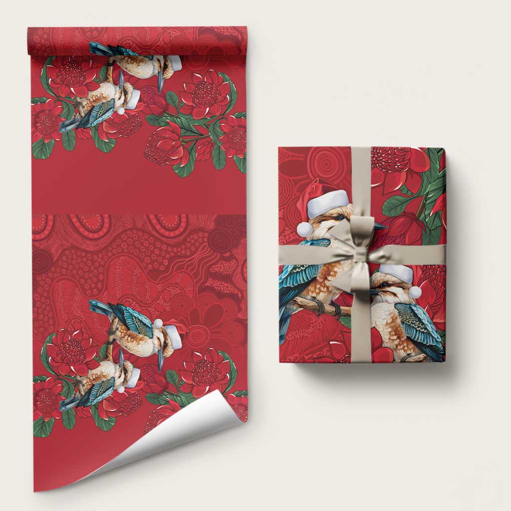Aussie Kokaburra Waratah Christmas Wrapping Paper Aboriginal Dots Painting - Aussie Hoodie