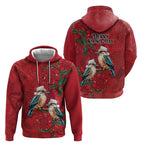Aussie Kokaburra Waratah Christmas Zip Hoodie Aboriginal Dots Painting - Aussie Hoodie