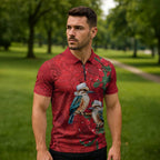 Aussie Kokaburra Waratah Christmas Zipper Polo Shirt Aboriginal Dots Painting - Aussie Hoodie